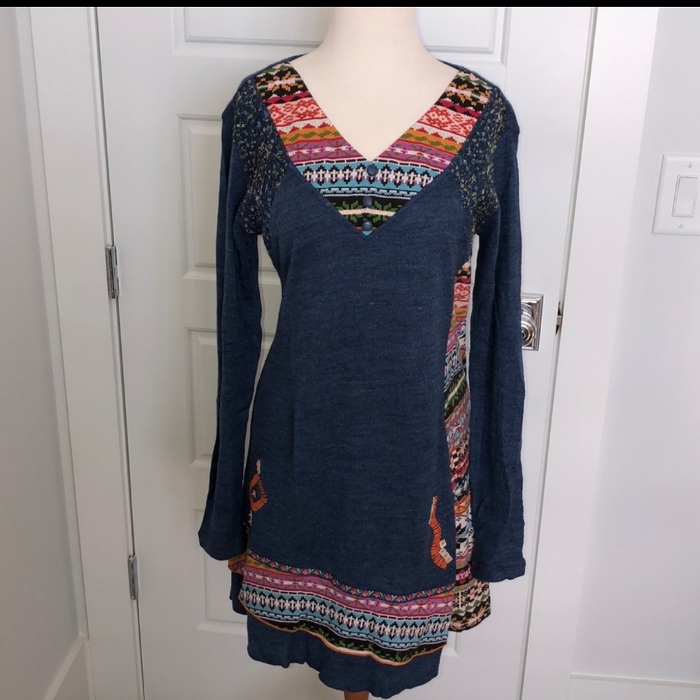 Boho chic sweater dress.